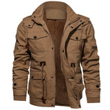 Urban Leather Jacket Fleece-Lined Thick Mid-Length Washed Cotton Jacket Cotton-Padded Jacket Baggy Coat