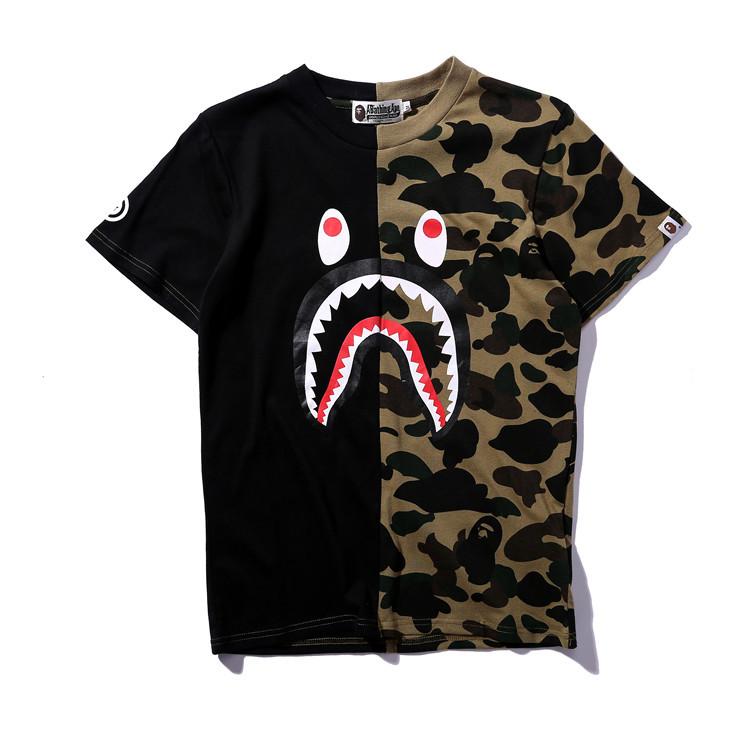 A Ape Print T Shirt Stitching Summer Camouflage Short Sleeve T-shirt