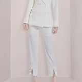 Women Pant Suit Uniform Designs Formal Style Office Lady Bussiness Attire White Fashion Cropped Pants Set Autumn