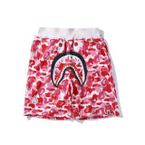 A Ape Print Shorts Shark Head Camouflage Bottom Pattern Casual Shorts Men and Women Fashion Tether Shorts