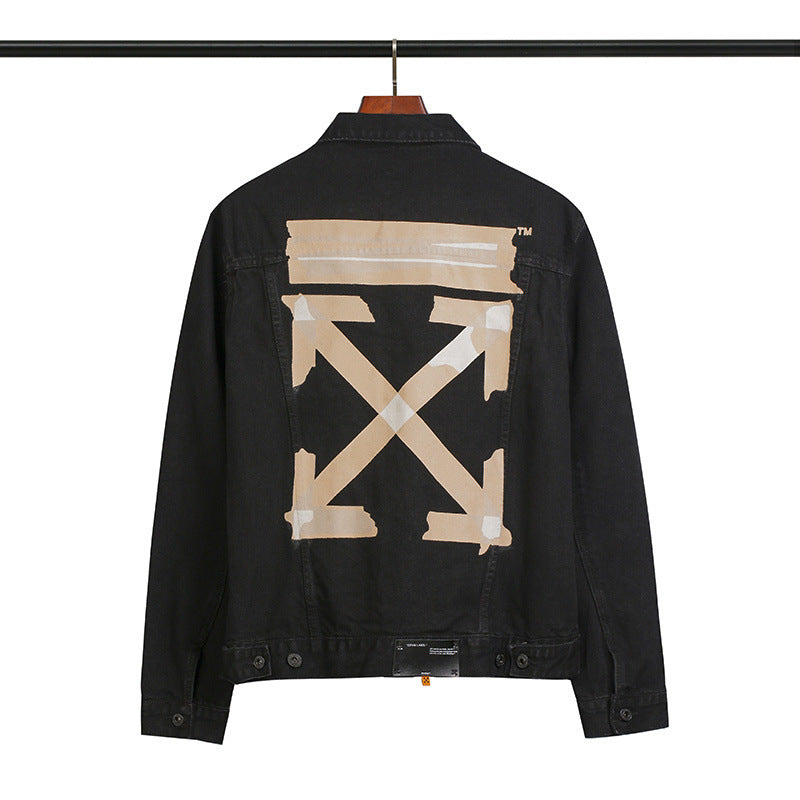 Arrow Denim Jacket Jean Coat Ow Tape Arrow Men And Women Couple Denim Jacket Coat Owt