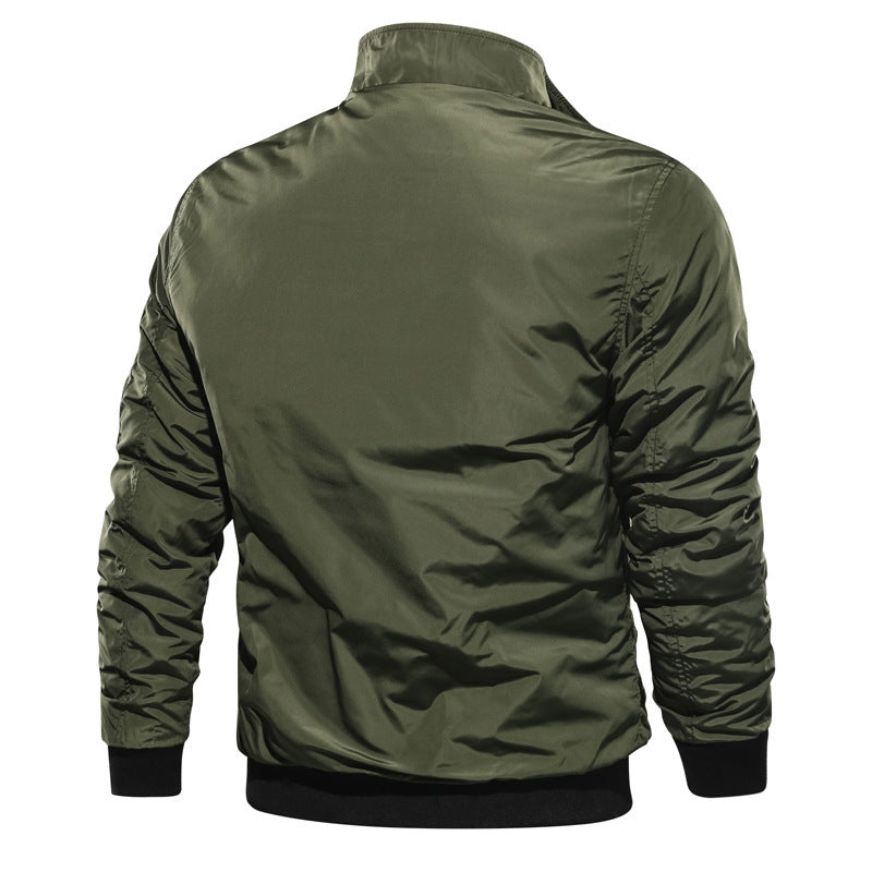 Men's Jacket Casual Solid Color Stand Collar Flight Jacket plus Size Loose Men Bomber Jacket