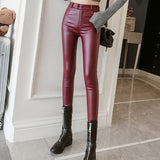 Leather Leggings Autumn and Winter Base Leather Pants Women's Thin Matte Tight High Waist Skinny Pants