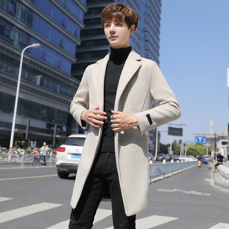 Men's Loose Overcoat Autumn and Winter Men's Hong Kong Style plus Size Casual Fashion Windbreaker Slim Trendy Overcoat Men Spring Trench Coat