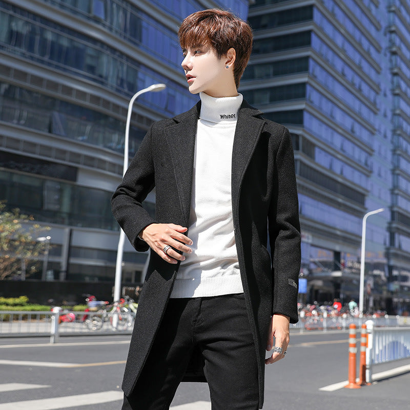 Men's Loose Overcoat Autumn and Winter Men's Hong Kong Style plus Size Casual Fashion Windbreaker Slim Trendy Overcoat Men Spring Trench Coat