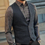 Men's Dress Vests Business Waistcoat Men's Solid Color V-neck Single-Breasted Suit Vest