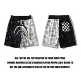 A Ape Print Shorts Shark Shorts Men's and Women's Black and White Color Matching Pants Cropped Pants