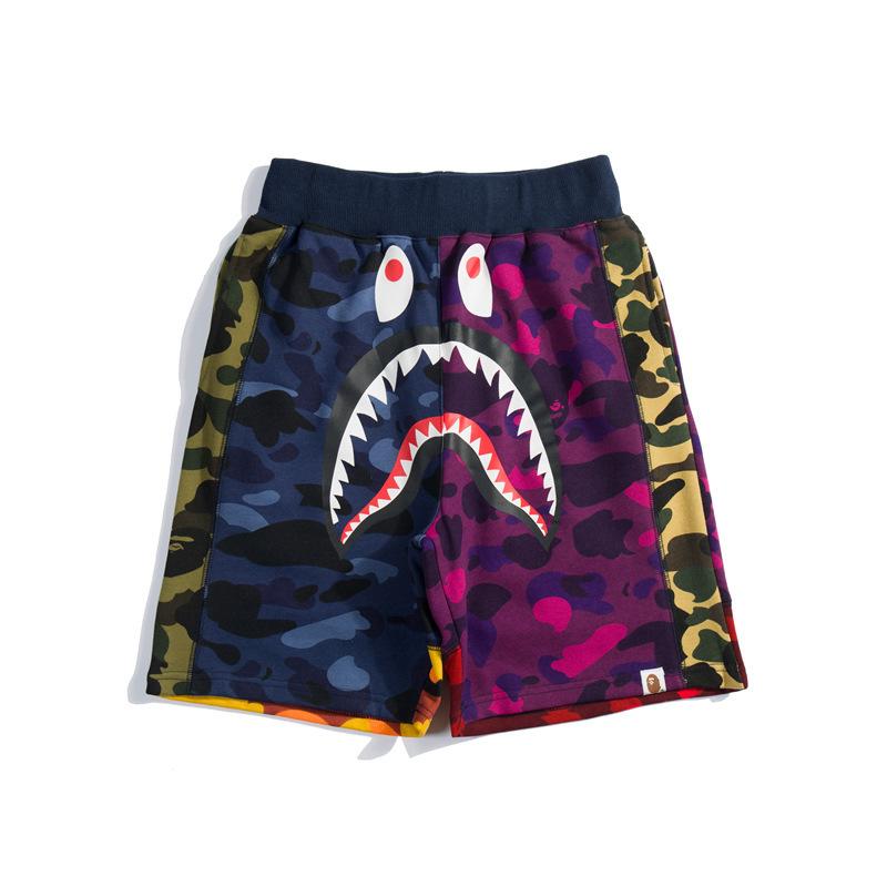 A Ape Print Shorts Stitching Shorts Boys Trend Personal Leisure Shorts Fifth Pants Multicolor Camouflage Color Matching Short Pants