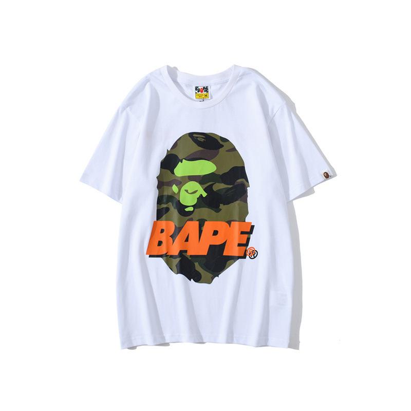 A Ape Print T Shirt Summer Camouflage Letters Short Sleeve T-shirt
