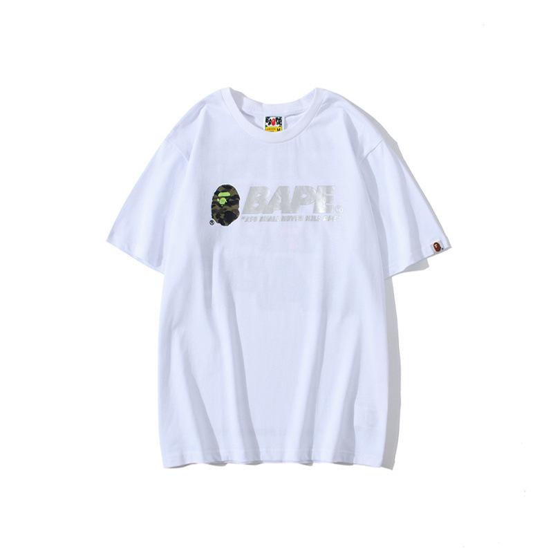 A Ape Print T Shirt Summer Short Sleeve Letter Print Round Neck Pullover T-shirt