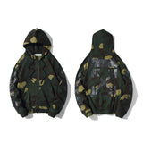 Autumn And Winter Camouflage Graffiti Ow Hooded Zipper Cotton Sweater