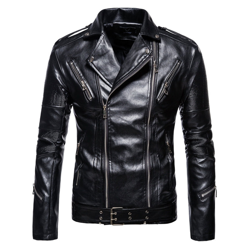 Men's Fall plus Size Men's Turn-down Collar Color Matching Motorcycle Leather Jacket PU Leather Jacket Coat Men Coat Men Winter Outfit