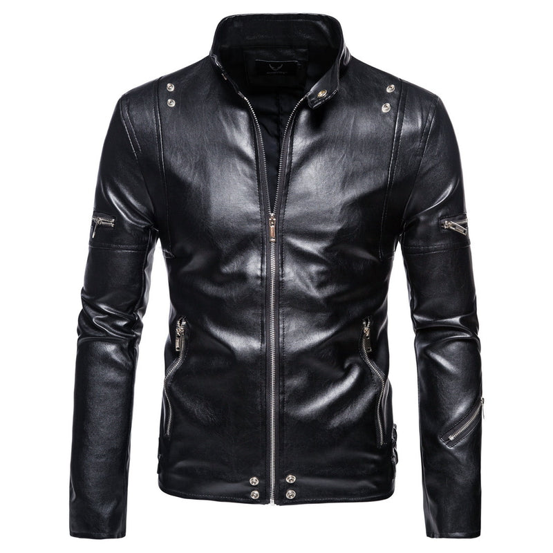 Men's Clothing Fall plus Size Men's Leather Polo Shirt Fashion Leather Jacket Coat Men Coat Men Winter Outfit