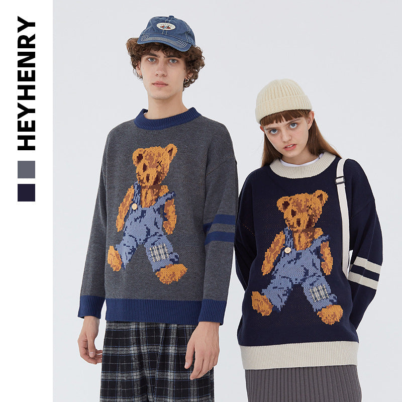 Vintage Sweater Men's round Neck Large Size Loose Knitwear for Autumn and Winter Men Sweaters