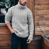 Men Pullover Sweater Autumn and Winter Sweater Men's Turtleneck Sweater Knitted Large Size Retro Sports