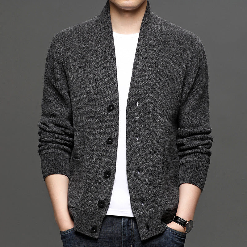 Top Men's Casual Long Sleeve Solid Color Coat Loose Oversized Knitted Cardigan Men Sweaters