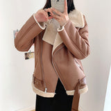 Urban Leather Jacket Single Women's Leather Jacket Autumn and Winter Three-Color Thickened Faux Fur Motorcycle Clothing Coat