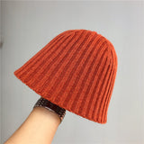 Toque Knitted Woolen Bucket Hat Autumn and Winter Girl's Cap Bucket Hat