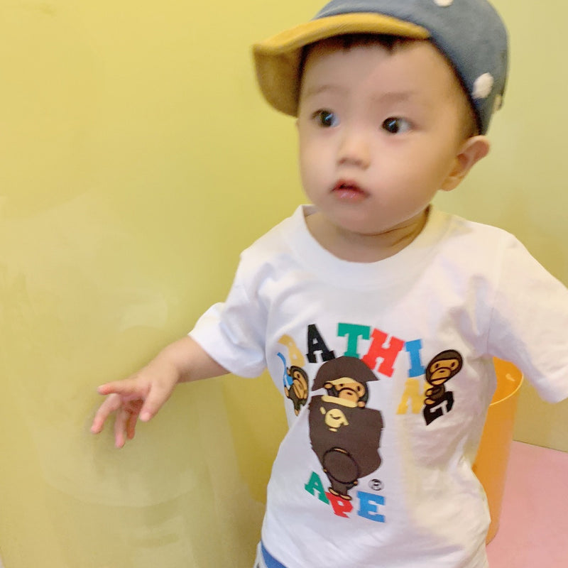 A Ape Print for Kids T Shirt Summer Print Small and Older Children's Short Sleeve T-shirt Children's Clothing