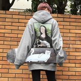 Kanye West Hoodie Hip-Hop Street Skateboard Funny Cat Spoof Mona Lisa Printed Velvet Padded Hooded Sweatshirt Hoodie