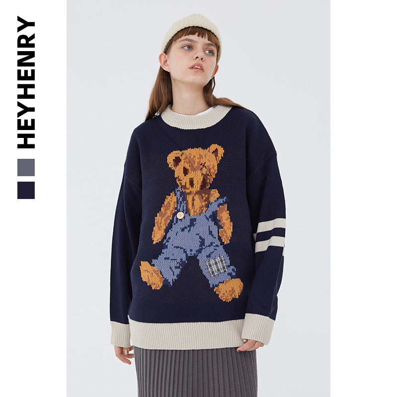 Vintage Sweater Men's round Neck Large Size Loose Knitwear for Autumn and Winter Men Sweaters