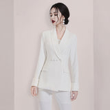 Women Pant Suit Uniform Designs Formal Style Office Lady Bussiness Attire White Fashion Cropped Pants Set Autumn