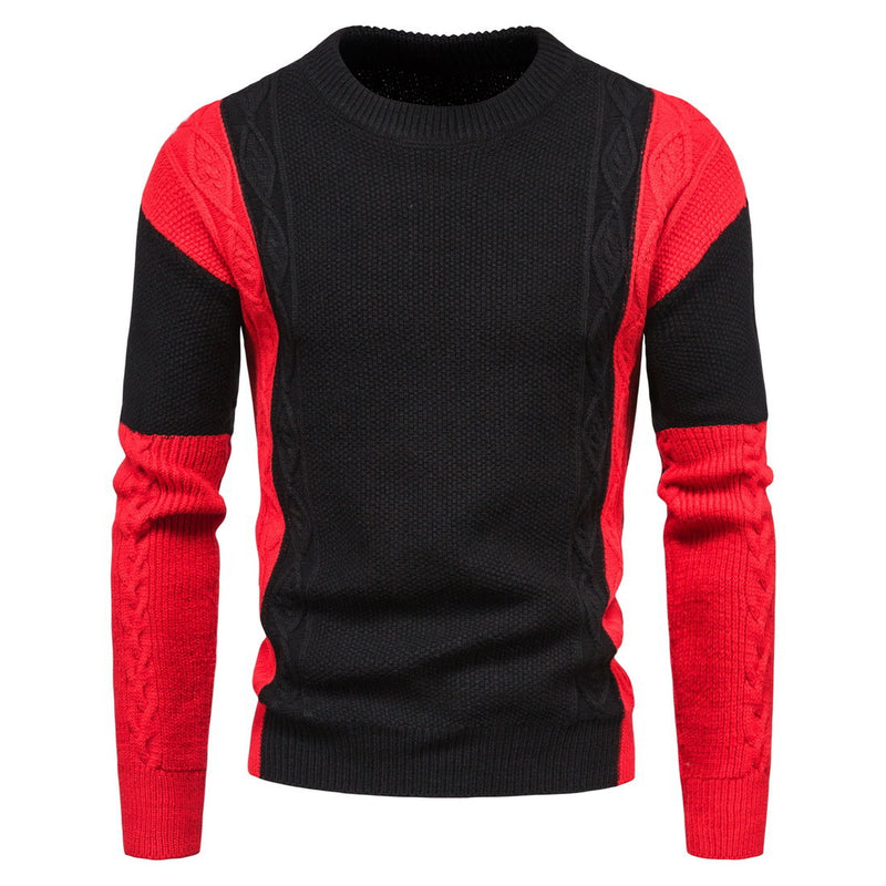 Men Pullover Sweater Autumn Men's Sweater Men's Knitwear Fashion Color Contrast Bottoming Shirt Sweater