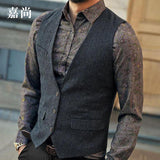 Men's Dress Vests Business Waistcoat Men's Solid Color V-neck Single-Breasted Suit Vest