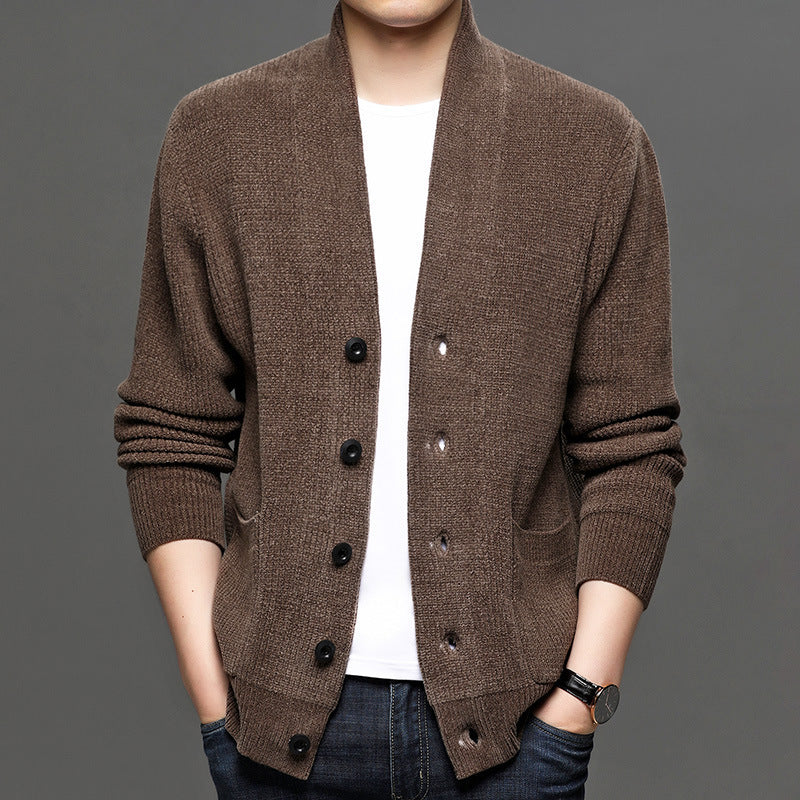 Top Men's Casual Long Sleeve Solid Color Coat Loose Oversized Knitted Cardigan Men Sweaters