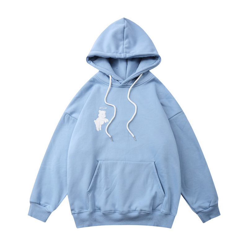 Letter Print Sweatshirt Men's plus Size Retro Sports Jacket Casual Loose Pullover Fleece Lined Sweatshirt Men Thermal Hoodie