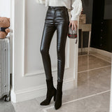 Leather Leggings Autumn and Winter Base Leather Pants Women's Thin Matte Tight High Waist Skinny Pants