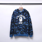 A Ape Print Hoodie Autumn and Winter Camouflage Printed Cotton Velvet Padded Hooded Sweatshirt