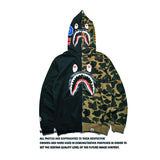 A Ape Print Hoodie Autumn Men's Clothing Stitched Camouflage Long-Sleeve Zipper Hooded Sweater