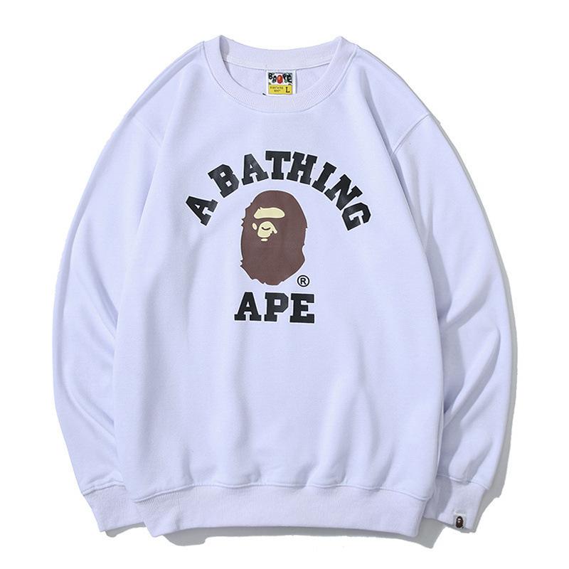 A Ape Print Sweatshirts Autumn and Winter Men's Printed Cotton Terry round Neck Sweater T-shirt