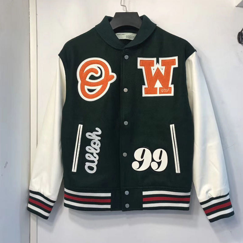 Varsity Jacket for Men Baseball Jackets Men's Arrow Print Jacket Color Matching Baseball Jacket