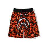 A Ape Print Shorts Trendy Brand Shark Ape Head Camouflage Red Shorts Beach Pants