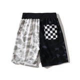 A Ape Print Shorts Shark Shorts Men's and Women's Black and White Color Matching Pants Cropped Pants