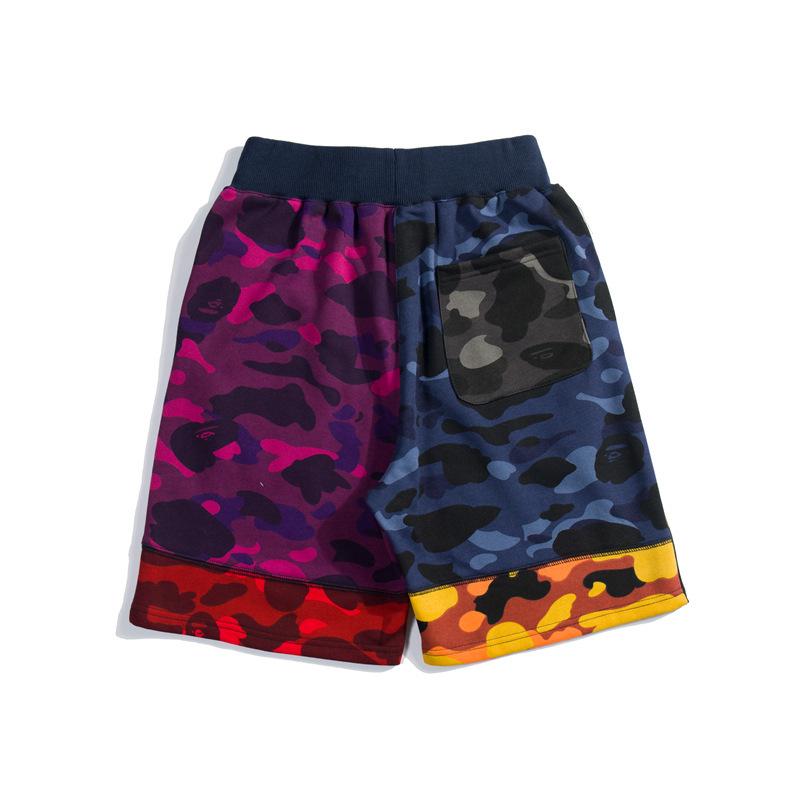 A Ape Print Shorts Stitching Shorts Boys Trend Personal Leisure Shorts Fifth Pants Multicolor Camouflage Color Matching Short Pants