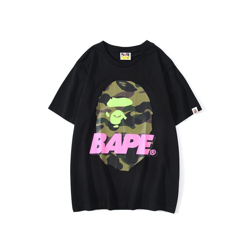A Ape Print T Shirt Summer Camouflage Letters Short Sleeve T-shirt
