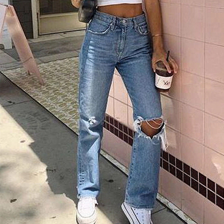 Low Rise Jeans Women's Jeans Ripped Slim Jeans Women's Pants Trousers