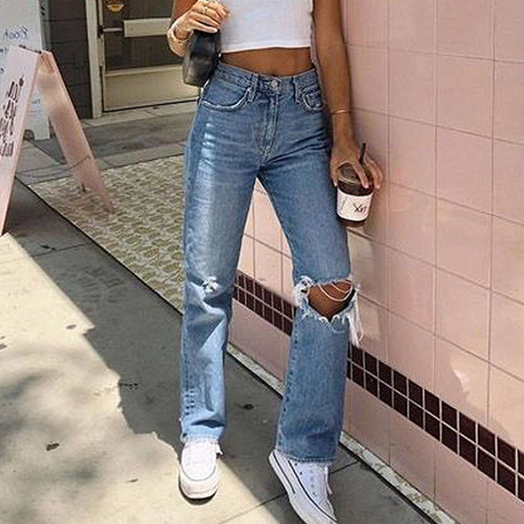 Low Rise Jeans Women's Jeans Ripped Slim Jeans Women's Pants Trousers