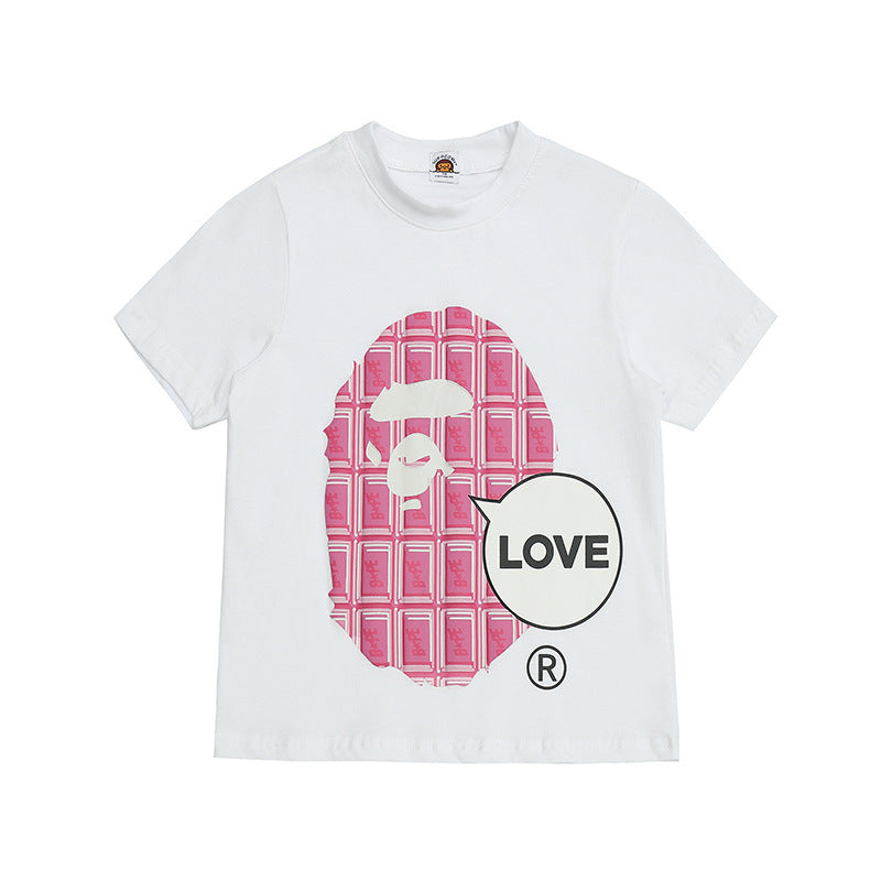 A Ape Print for Kids T Shirt Cotton T-shirt Camouflage Shark Short Sleeve