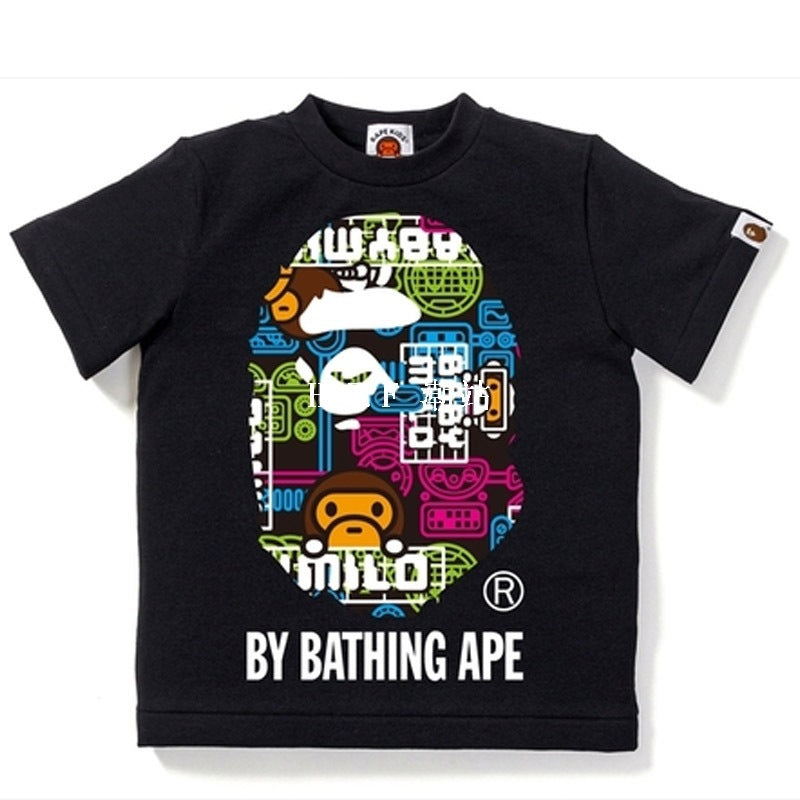 A Ape Print for Kids T Shirt Children's Cotton T-shirt Camouflage Shark Short Sleeve