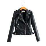 Hot Pink Motorcycle Jacket Fall Women's Leather Top Lapel Zipper Long-Sleeved, Slim-Fit, Short PU Leather Jacket