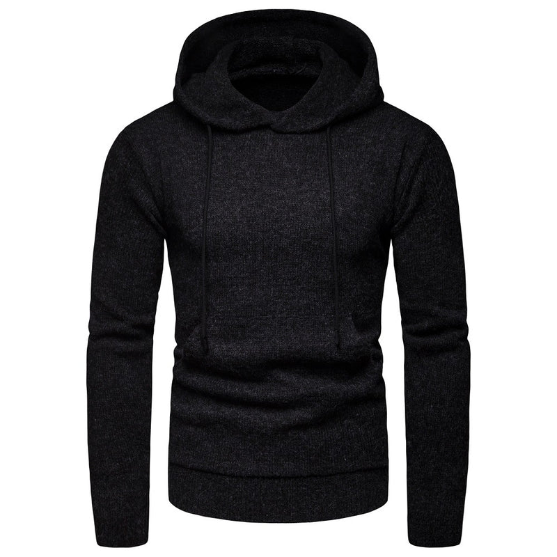 Men's Solid Color Slim Fit Pullover Hooded Knitwear Sweater Large Size Fashion Casual Jacket Men Pullover Sweaters