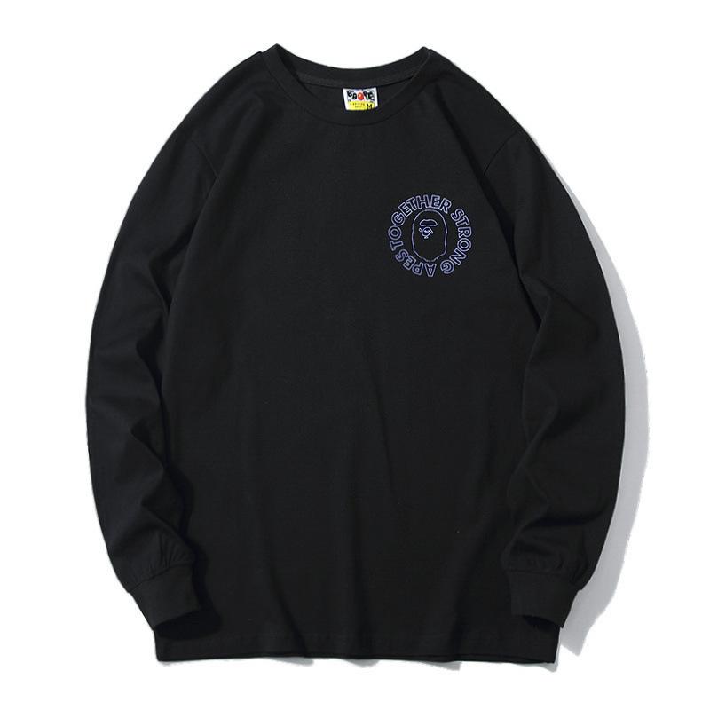 A Ape Print Sweatshirts Spring and Autumn Cotton round Neck Long Sleeves T-shirt Men and Women