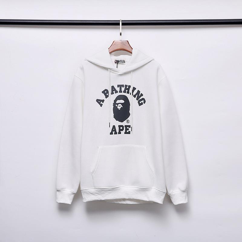 A Ape Print Hoodie Autumn and Winter Printed Cotton Velvet Padded Hooded Sweatshirt