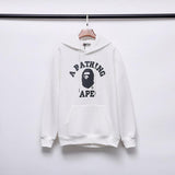 A Ape Print Hoodie Autumn and Winter Printed Cotton Velvet Padded Hooded Sweatshirt