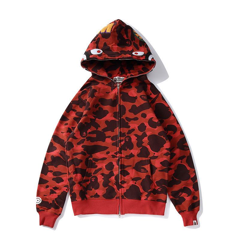 A Ape Print Hoodie Autumn and Winter Women Teenagers Cotton Printed Camouflage Brushed Hoody Hoodie