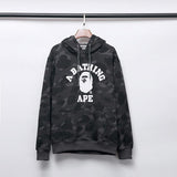 A Ape Print Hoodie Autumn and Winter Camouflage Printed Cotton Velvet Padded Hooded Sweatshirt